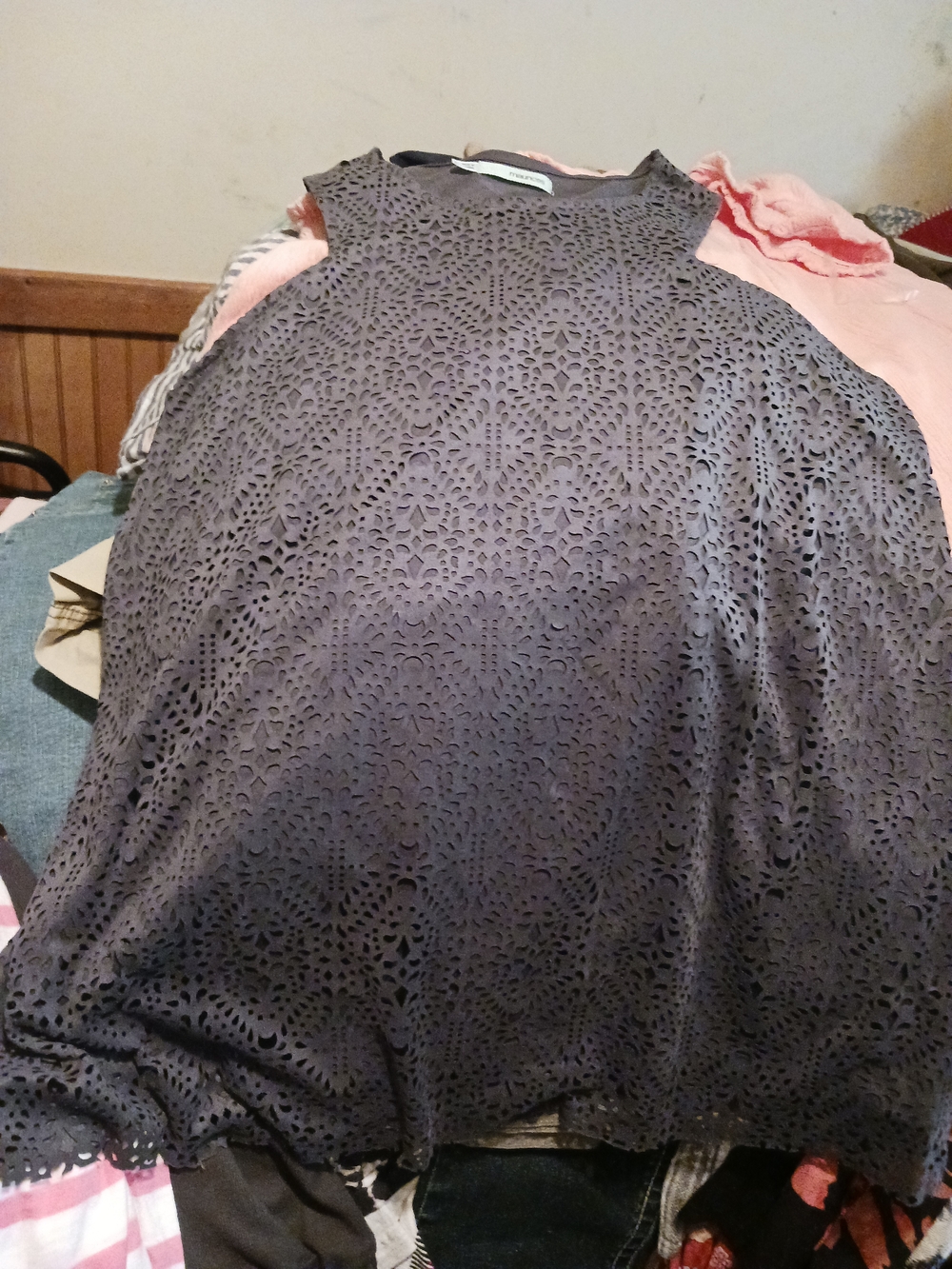 Maurices Laser-Cut Sleeveless Top in Charcoal